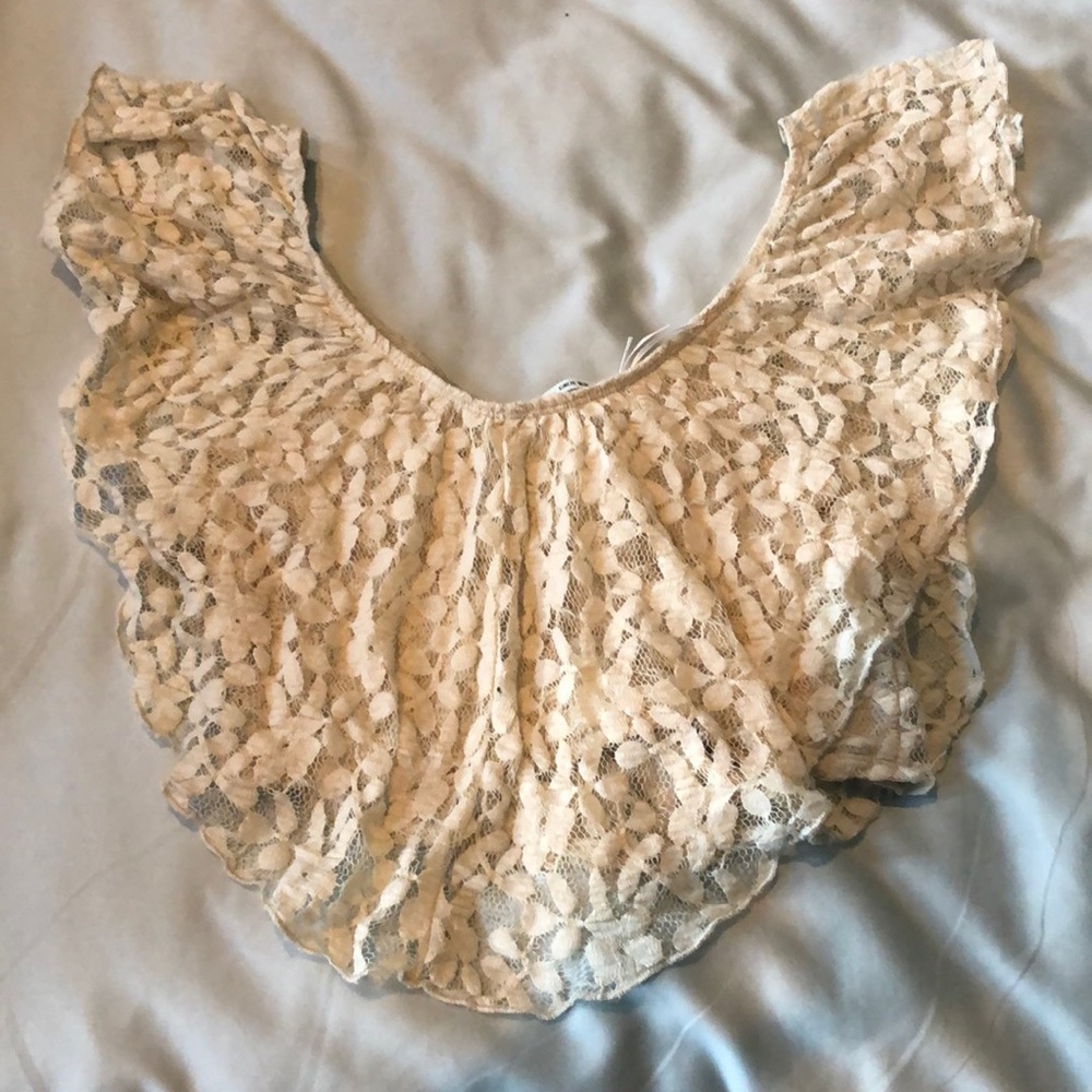 Cream lace crop top